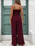 Kadın Ip Askılı V Yakalı Belden Kuşaklı Uzun Aerobin Tulum-4