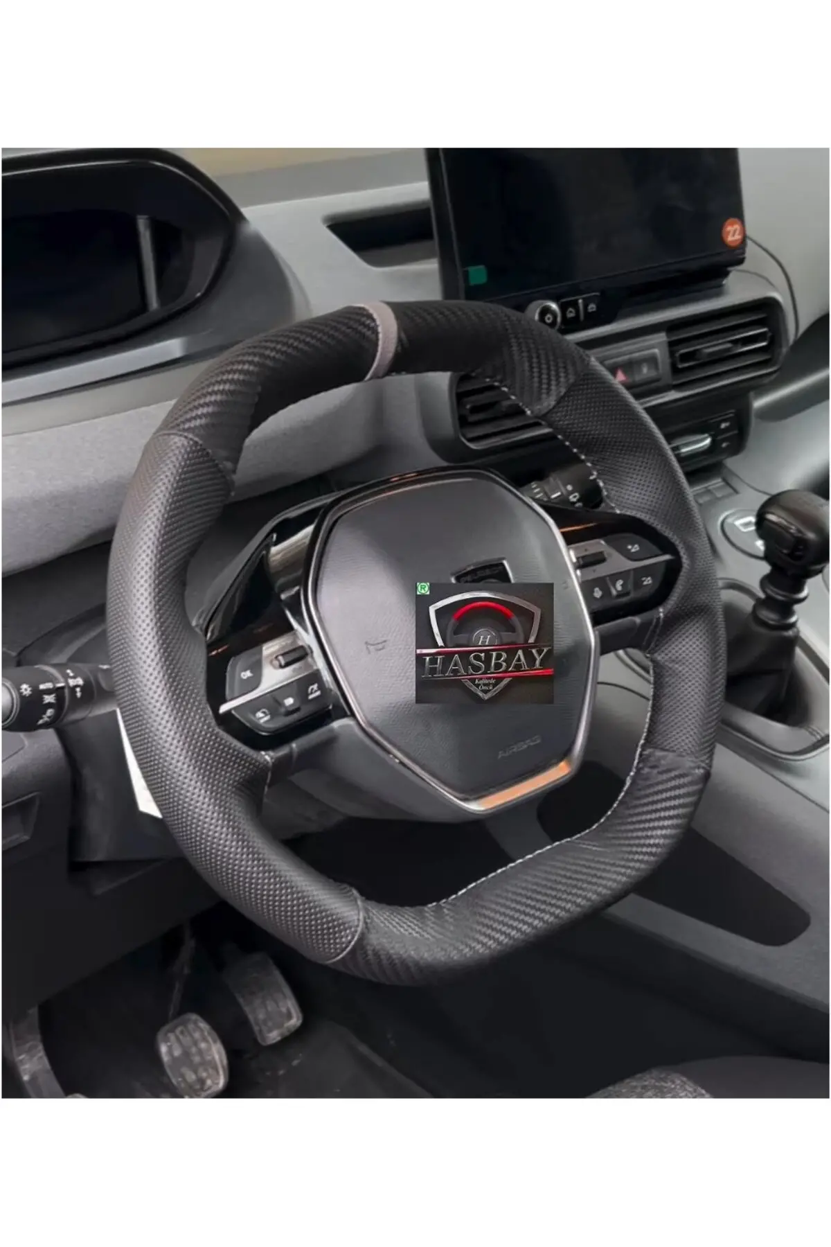 DİKİŞLİ DİREKSİYON KILIFI KARBON NOKTA DERİ GRİ YÜZÜK / DİKİŞ RİFTER İCİN (3008 e olmaz)