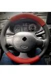 DİKİŞLİ DİREKSİYON KILIFI SİYAH / KIRMIZI DERİ SİYAH DİKİŞLİ RENAULT CLİO İÇİN (2007 ÖNCESİ)-1