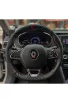 DİKİŞLİ DİREKSİYON KILIFI NOKTALI / KARBON DERİ KIRMIZI YÜZÜK KIRMIZI DİKİŞ MEGANE 4 İÇİN-1