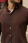 Erkek Uzun Kollu Beyaz Düğmeli Pera Keten Gömlek-3