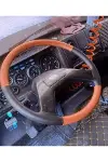 DİKİŞLİ DİREKSİYON KILIFI TURUNCU / SİYAH DERİ SİYAH DİKİŞLİ BMC KAMYON TIR BU DİREKSİYON İÇİN-1