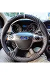 Dikişli Direksiyon Kılıfı Karbon Deri Nokta Deri Gri Yüzük Gri Dikişli Ford Focusuyumlu 2012-13-14-1