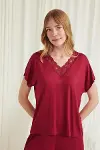 Closet Kısa Kollu Dantelli V Yaka Şort Pijama Takımı-2