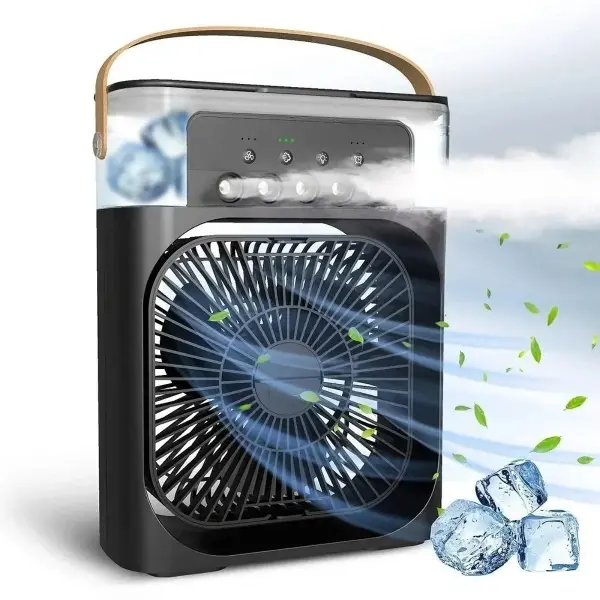 Taşınabilir 3 Farklı Mod Ayarlı 7 Farklı Led Işıklı Sulu Soğutmalı Taşınabilir Masaüstü USB Fan Vantilatör (4745)