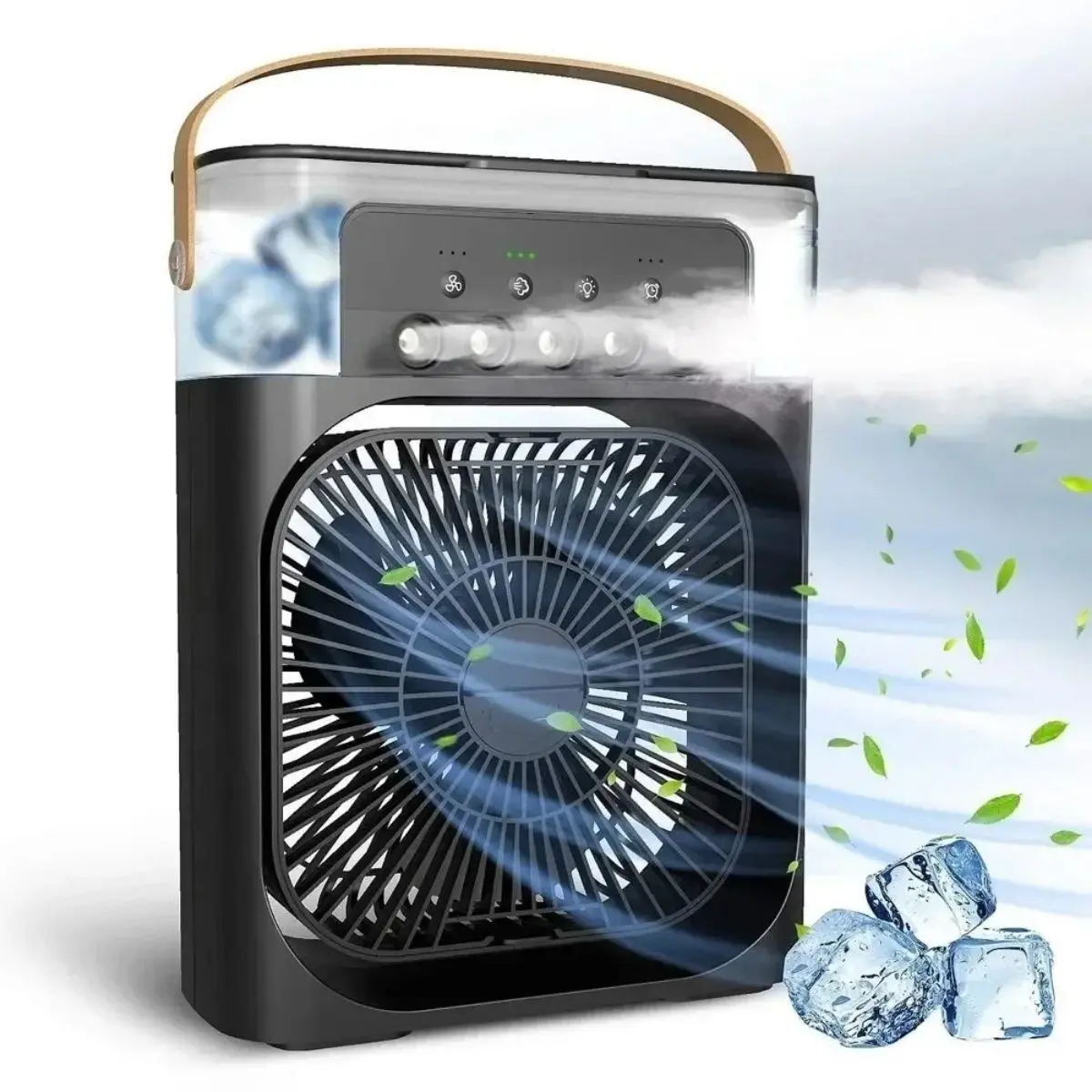 Taşınabilir 3 Farklı Mod Ayarlı 7 Farklı Led Işıklı Sulu Soğutmalı Taşınabilir Masaüstü USB Fan Vantilatör (4745)
