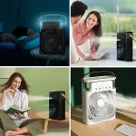Taşınabilir 3 Farklı Mod Ayarlı 7 Farklı Led Işıklı Sulu Soğutmalı Taşınabilir Masaüstü USB Fan Vantilatör (4745)-2