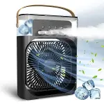 Taşınabilir 3 Farklı Mod Ayarlı 7 Farklı Led Işıklı Sulu Soğutmalı Taşınabilir Masaüstü USB Fan Vantilatör (4745)-1
