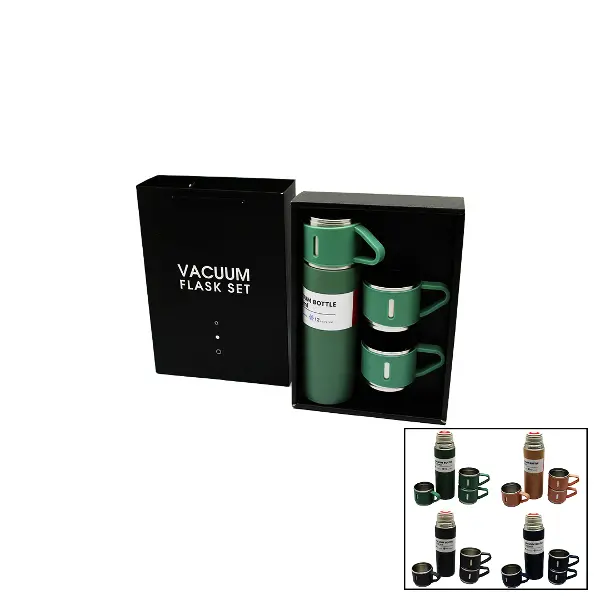 ÇANTALI 500ML 3 PARÇA  BARDAKLI ÇELİK TERMOS SETİ (4745)
