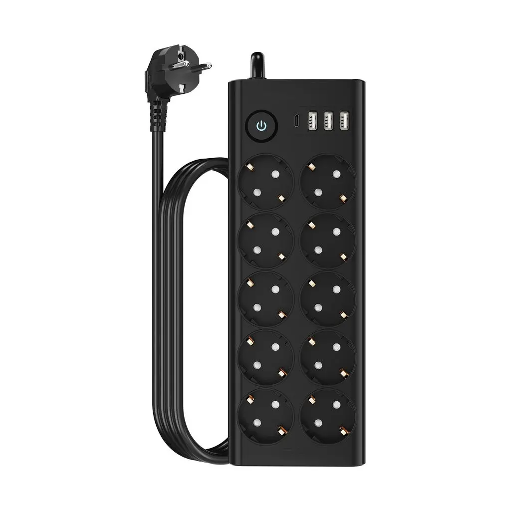 Çoklu Priz 10 lu + 3 USB + 1 Type-C 3680W 16A Anahtarlı Akım Korumalı Uzatma Prizi (2 Metre Kablo) FTR14
