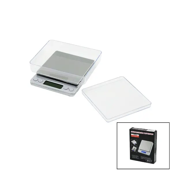 SUPERIOR MINI I-2000 3000GR/0.1GR MİNİ=10.5X13CM HASSAS TARTI - TERAZİ ŞEFFAF PLS.KAPAK  PİLLİ (4745)