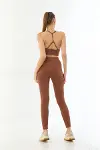 Kahve MI Emay 3921 Soft Seamless Ripli Tayt Yoga Takımı-2