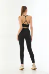 Siyah MI Emay 3921 Soft Seamless Ripli Tayt Yoga Takımı-2
