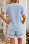 Kadın Kısa Kollu V Yakalı Bluz Ve Short Ikili Takım-2