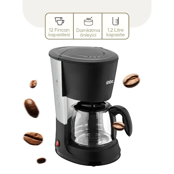 2İN1 FİLTRE KAHVE - ÇAY DEMLEME MAKİNESİ 1.2LT CAM HAZNE - SU SEVİYE GÖSTERGE  SCM-2938 (4745)