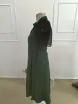 Kadın Kısa Kollu Yakalı önden Düğmeli Midi Ithal Krep Elbise-5