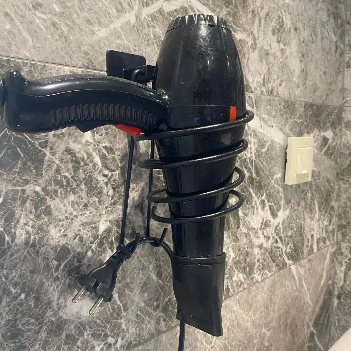 Kendiliğinden Yapışkanlı Siyah Paslanmaz Metal Fön Makinesi Askısı Saç Kurutma Makinesi Tutacağı (4745)-3