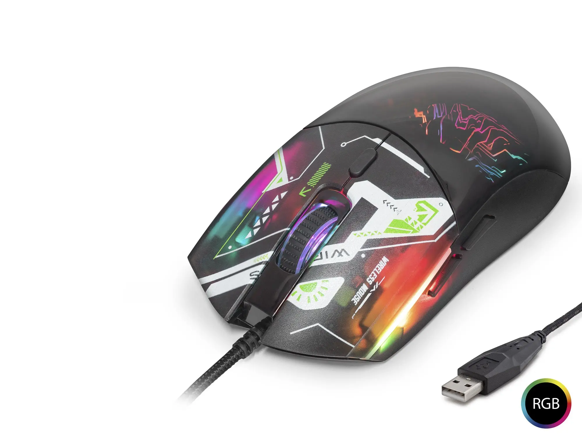 GOOD PRO Mouse 7200 Dpi Rgb Geometrik Desenli - Siyah G306B