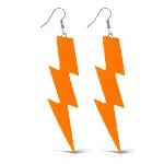 80’ler 90&amp;apos;lar Retro Neon Turuncu Şimşek Küpe 10 cm (4745)-3