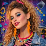80’ler 90&amp;apos;lar Retro Neon Turuncu Şimşek Küpe 10 cm (4745)-4