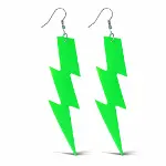 80’ler 90&amp;apos;lar Retro Neon Yeşil Şimşek Küpe 10 cm (4745)-3