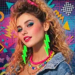 80’ler 90&amp;apos;lar Retro Neon Yeşil Şimşek Küpe 10 cm (4745)-4