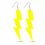 80’ler 90&amp;apos;lar Retro Neon Sarı Şimşek Küpe 10 cm (4745)-4