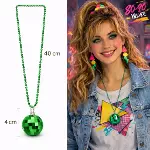 Retro Disko Topu Şekilli 80&amp;apos;ler 90&amp;apos;lar Yeşil Renk Plastik Kolye (4745)-1