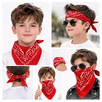 Kırmızı Kovboy Fuları Çocuk Bandana Western Desenli Boyun Fuları (4745)-2