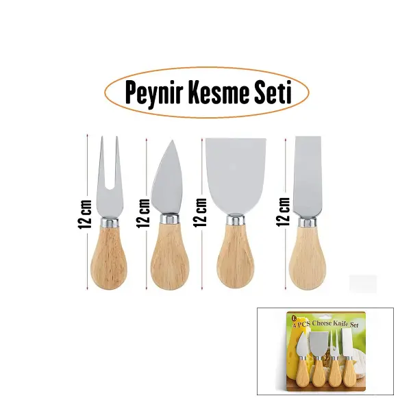 CHEESE KNİFE SET 4PCS PEYNİR BIÇAK SETİ AHŞAP BAMBU SAPLI (4745)