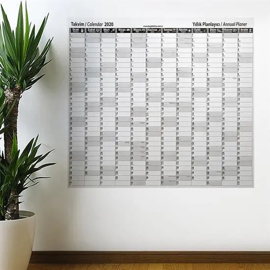 2020 Yıllık Planlayıcı Manyetik Duvar Stickerı Takvim 110x100 cm (4745)