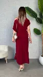 Kadın Kısa Kollu Tek Omuzdan Açık Beli Lastikli Sandy Maxi Elbise-4