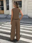 Kadın Kolsuz önü Düğmeli Yelek Ve Pantolon Ikili Takım-3