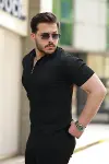 Erkek Fermuarlı Yakalı Kısa Kollu Tshirt-2