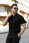Erkek Fermuarlı Yakalı Kısa Kollu Tshirt-5