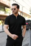 Erkek Fermuarlı Yakalı Kısa Kollu Tshirt-6