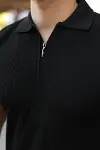 Erkek Fermuarlı Yakalı Kısa Kollu Tshirt-7