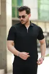 Erkek Fermuarlı Yakalı Kısa Kollu Tshirt-1