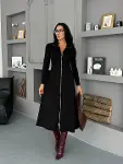 Kadın Uzun Kollu önden Fermuarlı Maxi Viskon Iki Iplik Elbise-11