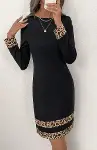 Kadın Uzun Kollu Bisiklet Yaka Mini Ithal Krep Elbise-1