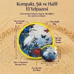 Kuş ve Kelebek Desenli Katlanabilir Cep Yelpazesi - Japon Stili Kılıflı El Yelpazesi (4745)-5