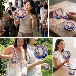 Koi Balığı ve Kiraz Çiçeği Desenli Katlanabilir Cep Yelpazesi - Japon Stili Kılıflı El Yelpazesi (4745)-3