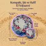 Koi Balığı ve Kiraz Çiçeği Desenli Katlanabilir Cep Yelpazesi - Japon Stili Kılıflı El Yelpazesi (4745)-5