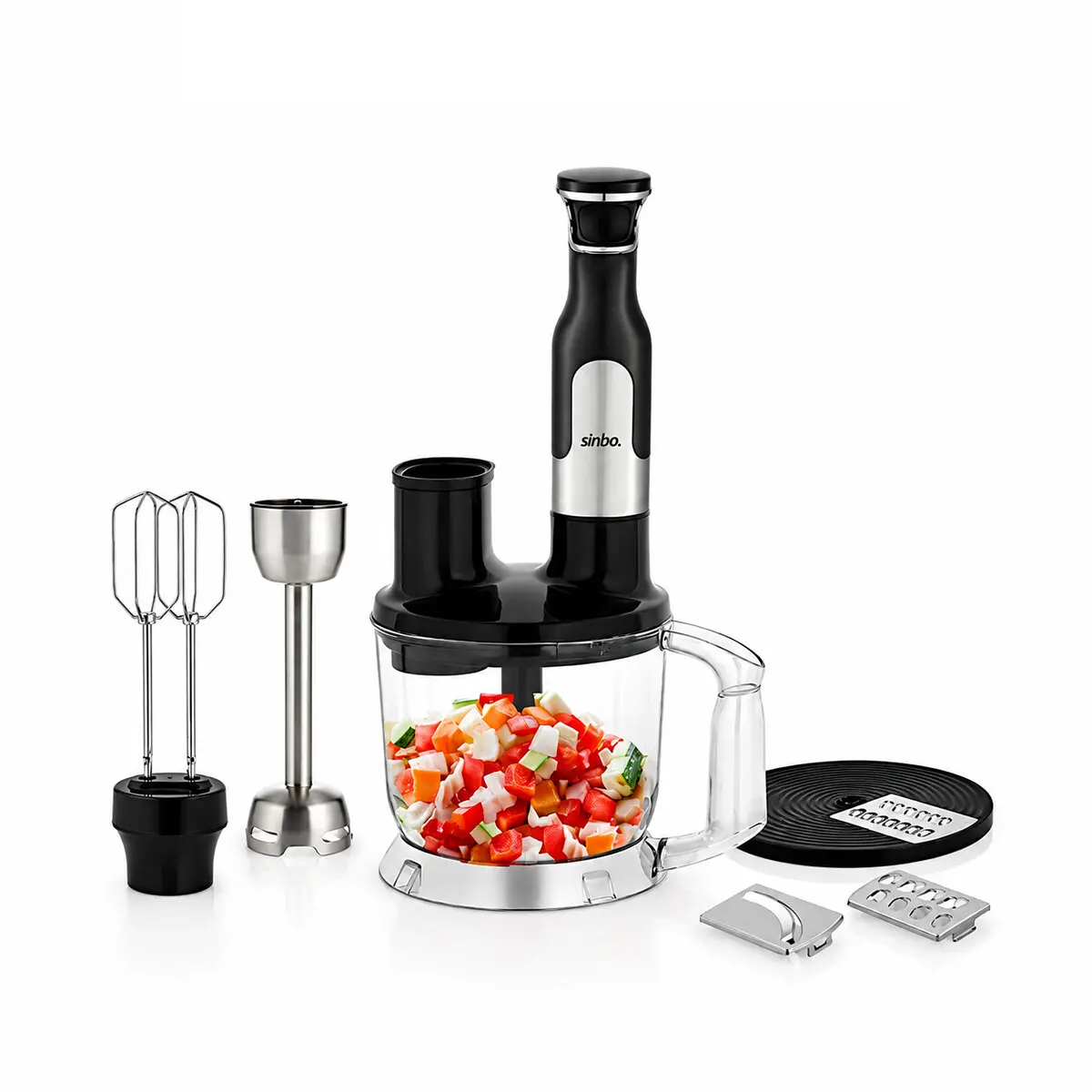 2HIZ AYAR - PASLANMAZ ÇELİK BIÇAK EL MULTİ BLENDER SETİ 2 LT HAZNELİ SHB-7534 (4745)