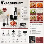 2HIZ AYAR - PASLANMAZ ÇELİK BIÇAK EL MULTİ BLENDER SETİ 2 LT HAZNELİ SHB-7534 (4745)-2