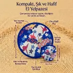 Origami Turna Kuşu Desenli Katlanabilir Cep Yelpazesi - Japon Stili Kılıflı El Yelpazesi (4745)-5