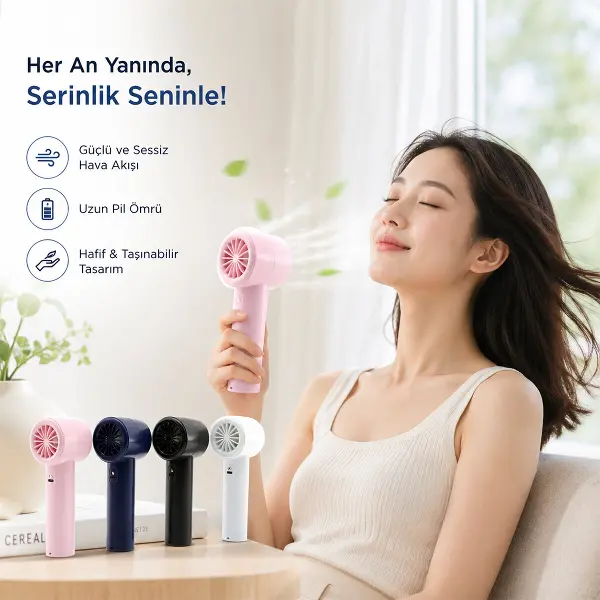 MİNİ EL FANI RENKİ AYARLANABİLİR HIZ AYARI DİJİTAL GÖSTERGE FAN - VANTİLATÖR 5W WX-638 HERHANGİ BİR RENK GÖNDERİLİR (4745)