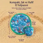 Çiçek ve Yaprak Desenli Katlanabilir Cep Yelpazesi - Kılıflı Yuvarlak Kumaş El Yelpazesi (4745)-5