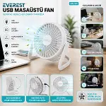 USB ŞARJLI - PVC GÖVDE 14.5X14.1CM MASA ÜSTÜ FAN - VANTİLATÖR EFN-505 (4745)-2