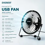 USB ŞARJLI - METAL GÖVDE 14.5X7.5X15CM MİNİ MASAÜSTÜ FAN - VANTİLATÖR EFN-482 (4745)-2